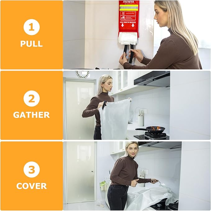 Emergency Fire Blanket, Flame Retardant Fire Blankets Emergency for Home, Kitchen, Car, Office, Grill (Fiberglass-2pack)