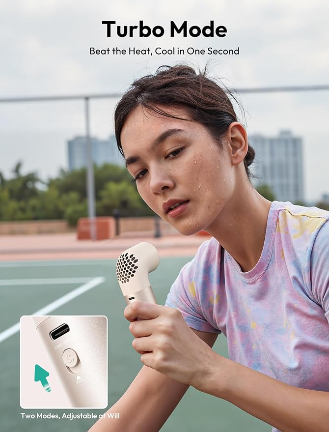 Aecooly Portable Handheld Fan, Powerful Turbo Mini Fan, 19000 RPM High Speed Aero Pro, 15H Max Cooling Time, 6 Speeds Aluminum Case, Pocket Rechargeable Personal Small Travel GIfts for Women Men -Gold