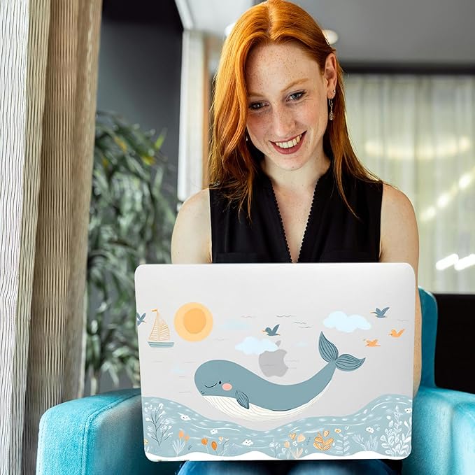 Hard Case for New MacBook Air 13 inch M2 M3 M4 2022 2024 2025 Release (Model A3240 A3113 A2681),13.6" Protective Case Cover & Keyboard Cover for Laptop Air 13.6",Ocean Dolphin