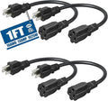 DEWENWILS Short Extension Cord, 1 Foot Power Cord, 16 AWG SJTW Weatherproof Extension Cable for Indoor Use, 3 Prong Grounded Outlets Plugs, NEMA 5-15P to NEMA 5-15R, Black, UL Listed,4 Pack