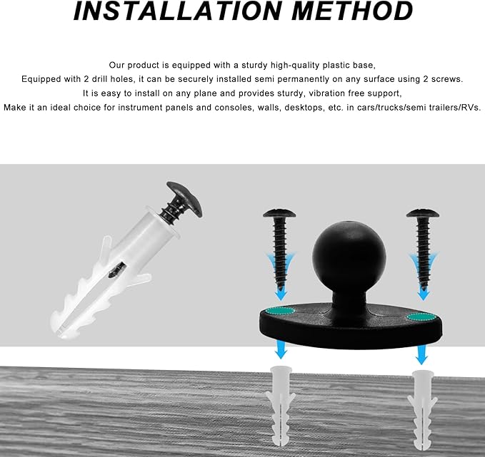 Phone Mount Holder with B Size 1" Ball Diamond Base & Double Socket Arm (Medium) for Car Boat Truck Motorcycle UTV ATV fit 4.7''-7.2'' Phone