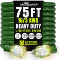75ft Outdoor/Indoor Extension Cord 16/3 Gauge Heavy Duty 3 Prong SJTW, Waterproof, Flexible Cold-Resistant Long Power Cord,10A 125V 1250W, Green by LifeSupplyUSA