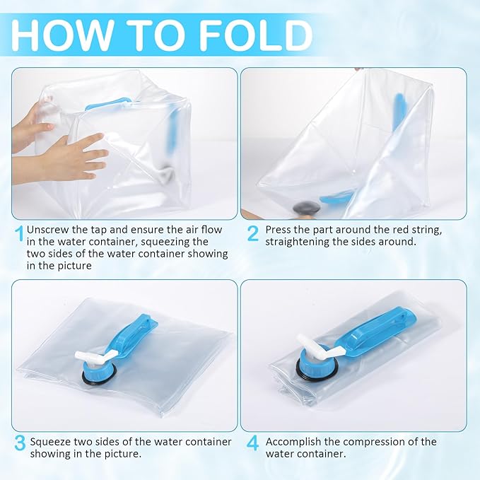 Reallnaive 3 Pack Collapsible Water Container with Spigot, Foldable Camping Water Container Portable Camping Storage Carrier Jug for Outdoors Hiking Emergency Kit Backpack(Blue,2.6 Gallon)