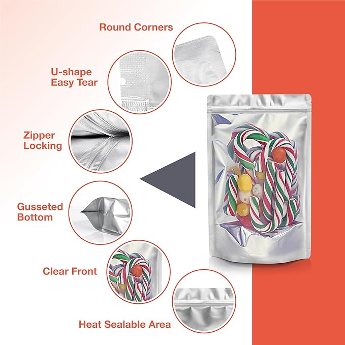 BELLE KR® 3x5 Small Mylar Bags for Freeze Dried Candy - Pack Of 100-4 Mil Thick - Resealable Bags for Small Business with See Through Window for Freeze Drying