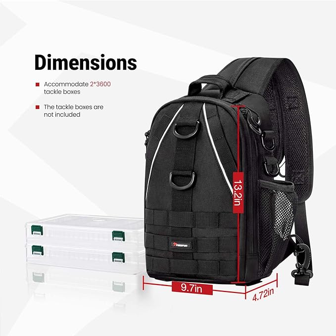 Piscifun Fishing Backpack with Rod Holder, Lightweight Sling Bag Storge Gear and Equipment