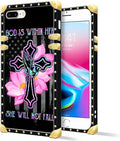 Compatible with iPhone 8 7 SE Case, Praying Cross Hands Luxury Golden Decoration for Girl Women Soft TPU Shockproof Protective Hard PC Back for iPhone 8 7 SE