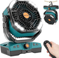 WESTTREE Camping Fan Portable 20000mAh Oscillating Battery Powered Fan Rechargeable Camping essentials Tent Light Hook 270° Pivot Battery Operated USB Desk X68 Cyan