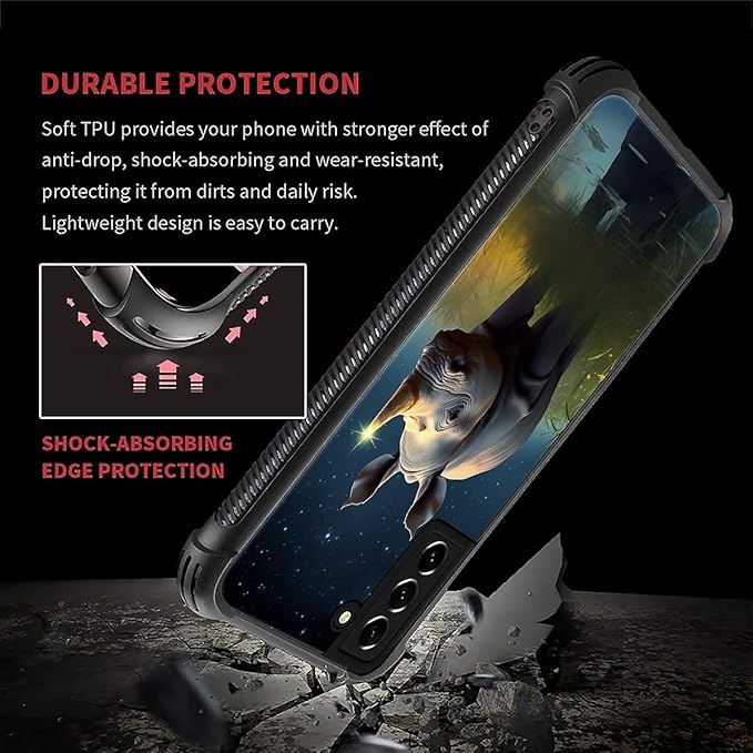 for Samsung Galaxy S22 Case, Rhino Water Marshes Pattern Graphic Design Girl Boy Soft Silicone Hard Acrylic Shock Protection for Samsung Galaxy S22