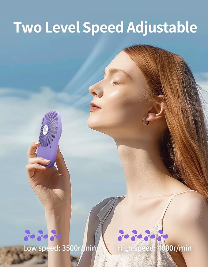 Aluan Handheld Mini Fan Powerful Small Personal Portable Speed Adjustable USB Rechargeable Eyelash Fan for Kids Girls Boys Woman Man Home Office Outdoor Travel, Purple