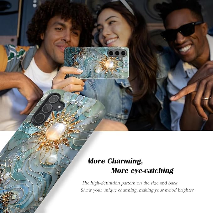 Compatible for Samsung Galaxy A17 5G Case, Dual Layer Heavy Duty 2 in 1 Shockproof Protective Phone Case,Sun Waves Pearl