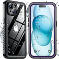 SPIDERCASE for iPhone 15 Case Waterproof, Built-in Lens & Screen Protector, Full Heavy Duty Protection, 12FT Military Shockproof, Dustproof Phone Case,Purple