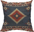 TKS MITLAN Southwest Diamond Blue Red Pillow Covers 18 x 18 Inch Indian Style on Blue Background Decorative Throw Pillow Covers Linen Cushion Case for Sofa Couch