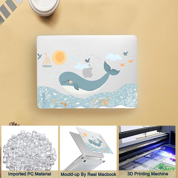 Protective Case for MacBook Pro 13 inch Retina 2015-2012 Release (Model A1502 A1425),13.3" Pretty Prints Hardshell Cover & Keyboard Cover for Laptop Pro 13.3",Ocean Dolphin