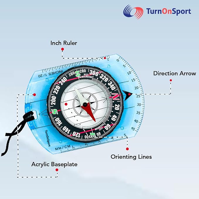 Orienteering Compass - Hiking Backpacking Compass - Advanced Scout Compass Camping and Navigation - Boy Scout Compass Kids - Childrens Compasses for Map Reading - Baseplate Compass Survival