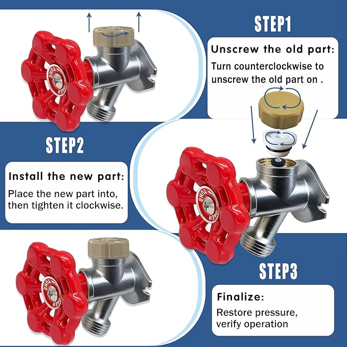 ASSE 1019-A Outdoor Faucet Repair Kit with Teflon Tape, Vacuum Breaker Replacement Kit Anti-Siphon Frost-Free Hose Bib Sillcock Valve Replacement（2 Pack）
