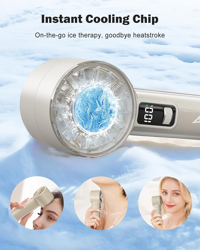 AMACOOL Handheld Fan with Ice Cooler, Mothers Day Gifts for Mom Her Women Girl, Mini Portable Cooling Fan, Small Yet Powerful, Personal Hand Fans for Travel Essentials Beach Makeup Must Have