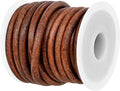 GENIQUE Real/Genuine Round Leather String Cord for Necklace, Bracelets, Jewellery, Braiding (5mm, Saddle Brown Distressed)