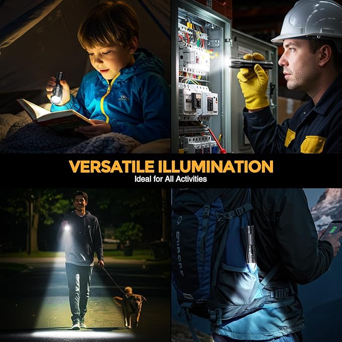 BUCASA 3 Pack Rechargeable Flashlights High Lumens, Brighter Small Flashlight Powerful Tactical Flashlights Rechargeable, Waterproof LED Flashlight with 3 Modes Zoomable for Camping Emergency