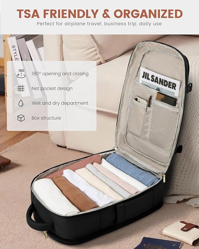 LOVEVOOK Carry On Travel Backpack For Women Flight Approved, 40L Personal Item Backpack Flight Approved, TSA Travel Bag Fit 17 Inch Laptop, Business Weekender Overnight Waterproof Daypack with 2 Cubes