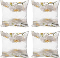Ambesonne Flower Throw Pillow Cushion Case Pack of 4, Pure Romantic Orchids Branch on Rippling Water Print, Modern Accent Double-Sided Digital Printing, 24", Off White Orange