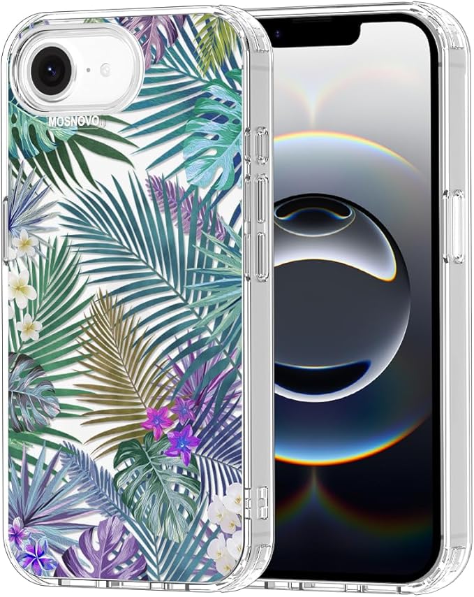 MOSNOVO for iPhone 17e Case/iPhone 16e Case, Shockproof Military-Grade Protection 6.6ft Drop Tested, Clear Phone Case for iPhone 16e / iPhone 17e, Tropical Rainforests Design