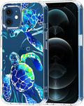 MOSNOVO Case for iPhone 12 & iPhone 12 Pro, [Buffertech 6.6ft Military-Grade Drop Protection] [Anti Peel Off Tech] Clear TPU Bumper Phone Case Cover Design - Sea Turtles