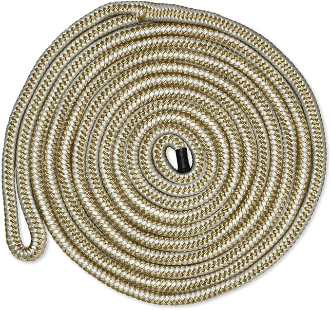 CDL3815WG, Dock Line, 3/8" Diameter - 15' Length, Double Braid, White Gold