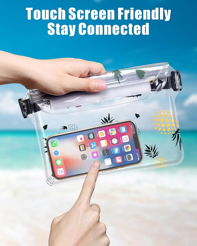 F-color Waterproof Fanny Pack - Cruise Essentials 2026 - Waterproof Pouch with Adjustable Waist Strap, Triple Zipper Roll-Top Dry Bag for Phone, Keep Passport Valuables Dry for Beach Kayaking Boating
