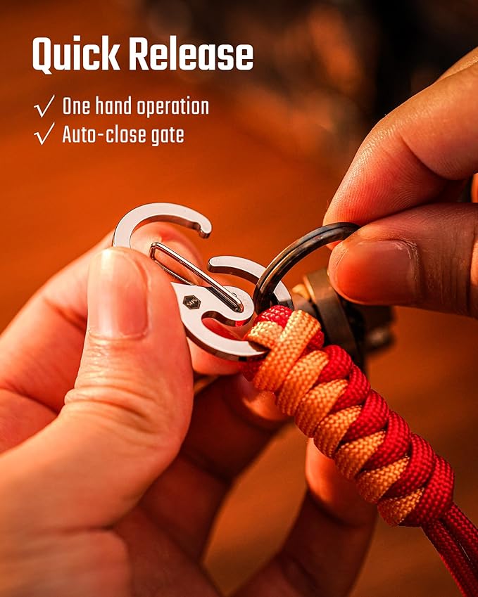 KeyUnity KC01 Braided Paracord Carabiner with Cord Lock, Keychain Phone Camera Bag Wrist Hand Strap for Daily & Outdoor