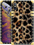 Compatible with iPhone XR Case, Seamless Gold Chain Leopard Luxury Golden Decoration for Girl Women Soft TPU Shockproof Protective Hard PC Back for iPhone XR