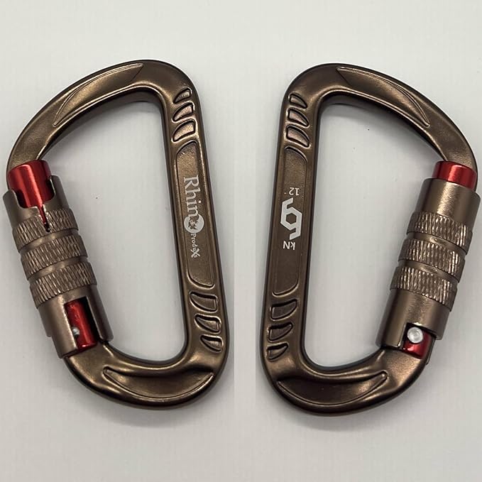 Rhino Produxs 12kN (2697 lbs) Heavy Duty Carabiner Clips, for Securing Pets, Outdoor, Camping, Hiking, Hammock, Dog Leash Harness, Keychains