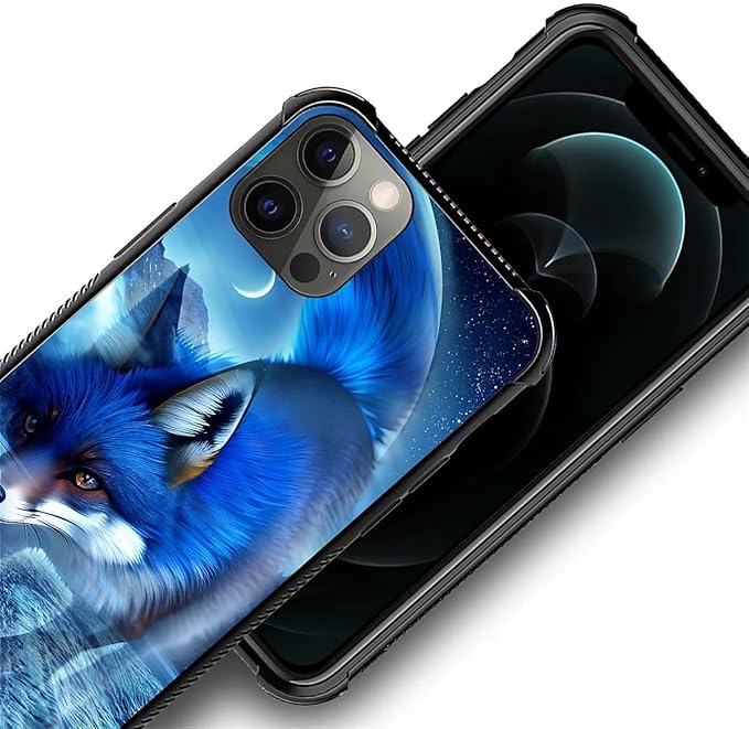for iPhone 11 Pro Max Case, Snowy Mountain Fox Lake Pattern Graphic Design Girl Boy Soft Silicone Hard Acrylic Shock Protection for iPhone 11 Pro Max