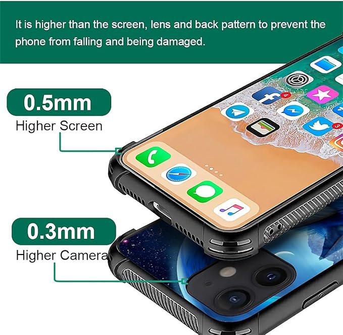 for iPhone 12/12 Pro Case, Snowy Mountain Fox Lake Pattern Graphic Design Girl Boy Soft Silicone Hard Acrylic Shock Protection for iPhone 12/12 Pro