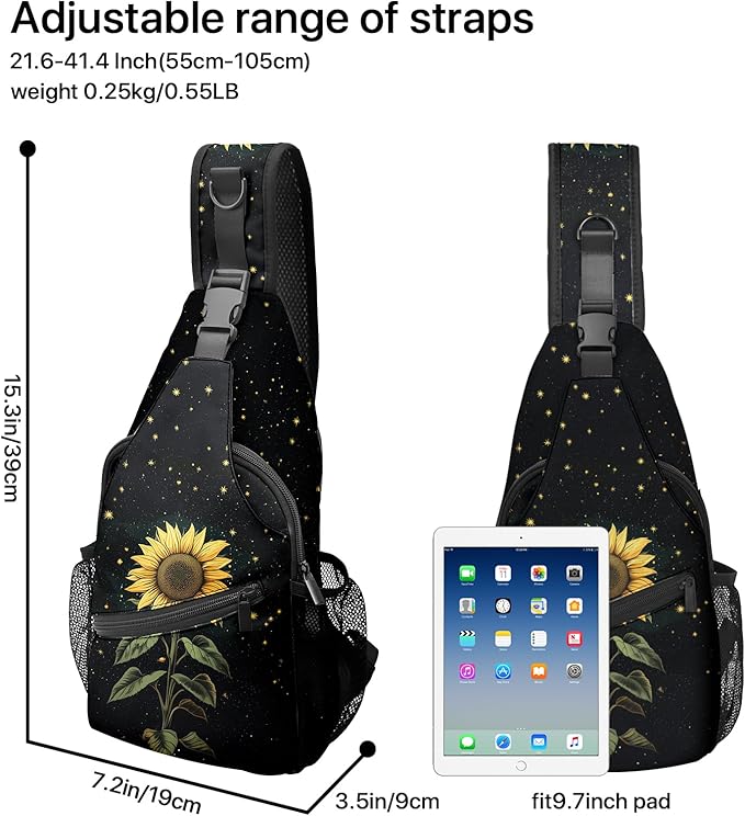 FyLybois Sunflower Sling Bag for Women Lightweight Crossbody Backpack Casual Daypack with Adjustable Strap for Travel Work Hiking Everyday Use