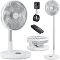 TriPole Oscillating Fan Portable Quiet Standing Fan with Remote, 12" Rechargeable Pedestal Fans for Bedroom Office, Foldable Battery Powered Travel Fans, Adjustable Height, 8H Timer, 6 Speeds, 44.4Wh