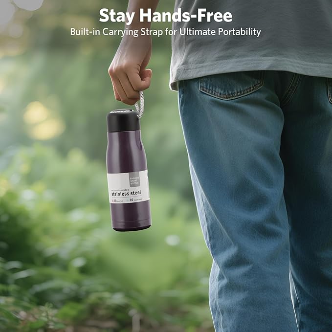 Small Water Bottle 12 oz, Dusgut Insulated Water Bottle,Stainless Steel,Wide Mouth Portable Lid