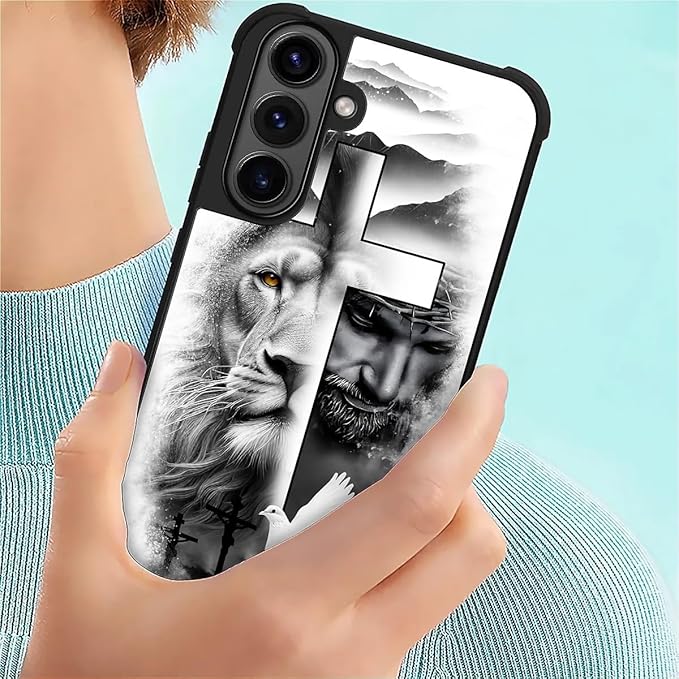 for Samsung Galaxy S26 Case,Graphic Design for Girl Boy Soft Silicone Hard Acrylic Shock Protection Designed for Samsung Galaxy S26 Lion Cross Jesus Christ Dove Pattern
