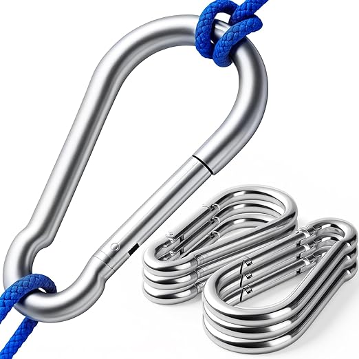 9Pack 7 Inch Spring Snap Hooks, Heavy Duty Carabiner Clips for Swing, 14MM 5/9” Quick Chain Link Buckle Clip Keychain Carabiners for Hammock Fitness Gym Boating-1350lbs Capacity