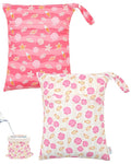 ALVA ALVABABY 2pcs Waterproof Wet Dry Bags,Reusable with Two Zippered Pockets,Baby Cloth Diaper,Travel,Beach,Pool,Daycare,Soiled Baby Items,Yoga Gym Bag,Swimsuits or Wet Clothes