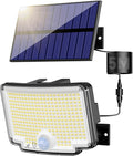 Peasur Solar Motion Lights Outdoor, 318 LED Solar Security Light with 3 Modes, IP65 Waterproof Powered Flood Lights for Outside Garden Patio Garage Yard Backyard