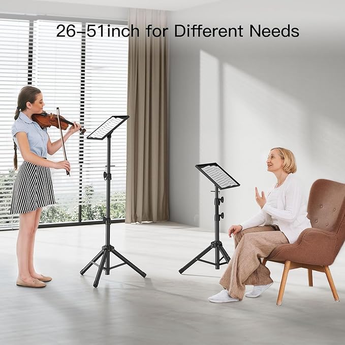 AMADA HOMEFURNISHING Height Adjustable Projector Tripod Stand for 26 to 51 inch, Foldable Laptop Tripod Stand, Portable Outdoor Projector Stand for Laptop, Projector, DJ, or Sheet Music-AMPS02