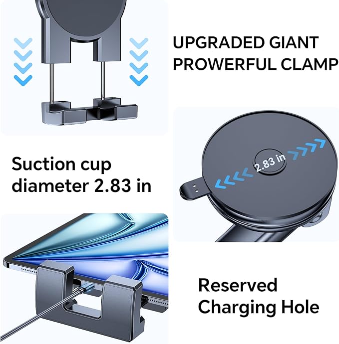 Tablet Holder for Car ipad Holder for Car【Windshield+Dash】Suction Cup ipad Mount for Truck Stand【360° 】Tablet Car Mount soporte para tableta para auto for All 4.7"-12.9" Apple iPad Samsung Galaxy Tab