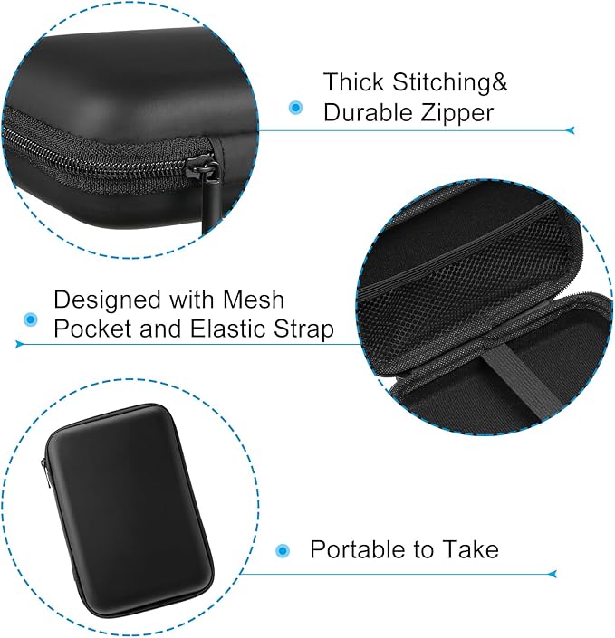 PATIKIL 7.48x5.12 Electronic Organizer Case, 1Pcs EVA Hard Waterproof Rectangle Travel Carrying Case with Zipper for Digital Multimeter, Camera, Charger Cord, Earphone, Black