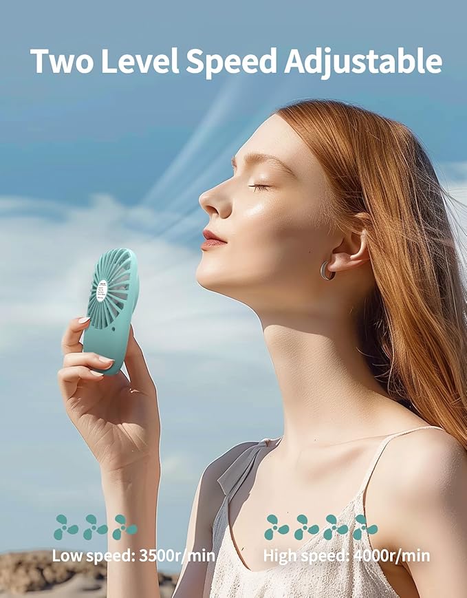Aluan Handheld Mini Fan Powerful Small Personal Portable Speed Adjustable USB Rechargeable Eyelash Fan for Kids Girls Boys Woman Man Home Office Outdoor Travel, Blue