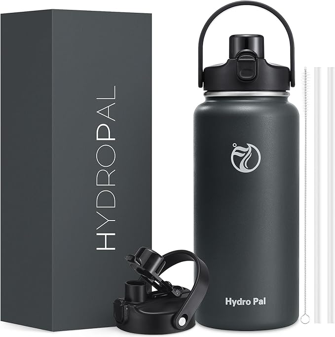 64oz Half Gallon Insulated Water Bottle with 2-in-1 Lid (Chug & Straw), Double Walled Vacuum Stainless Steel Water Bottles, Wide Mouth Leakproof Insulated Jug with Straw