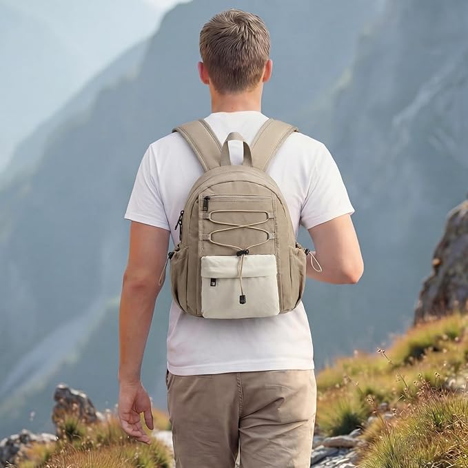 G4Free 10L Small Backpack for Women Men Lightweight Mini Travel Backpacks Hiking Casual Daypack, Beige & Khaki