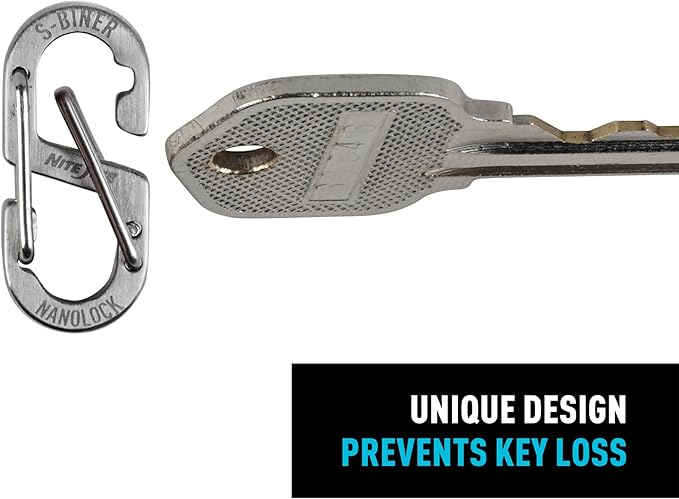 Nite Ize S-Biner NanoLock - Mini Stainless Steel Carabiner for Compact Security - Features Narrow Openings & Dual Spring Gates - Organize & Secure Keys with Ease - 4 Pack