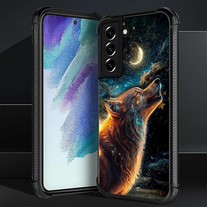 for Samsung Galaxy S21 Plus Case, Star Cave Hungry Wolf Pattern Graphic Design Girl Boy Soft Silicone Hard Acrylic Shock Protection for Samsung Galaxy S21 Plus