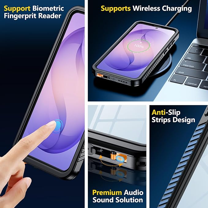 SPIDERCASE for Samsung Galaxy S26 Plus Waterproof Case, [12FT Military-Grade Drop Protection] IP68 Underwater [Built-in Screen Protector] Full Body Sealed Protection Phone Case 6.7", Black/Clear
