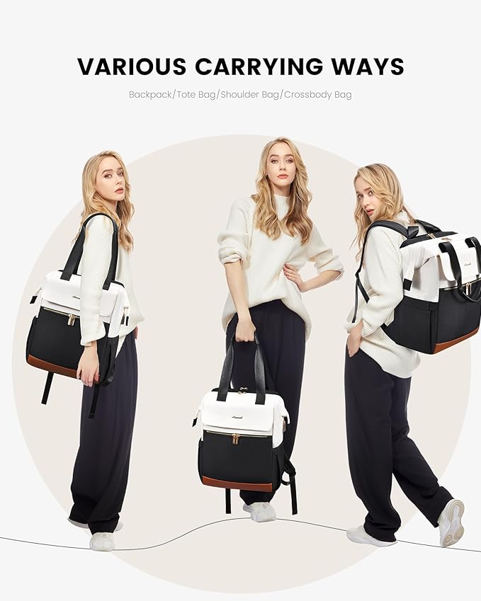 LOVEVOOK Laptop Backpack for Women, 15.6 Inch Work Laptop Bag with USB Port, Fashion Teacher Nurse Backpack Purse, Waterproof Travel Computer Backpack with Organizer Bag, 2PCS